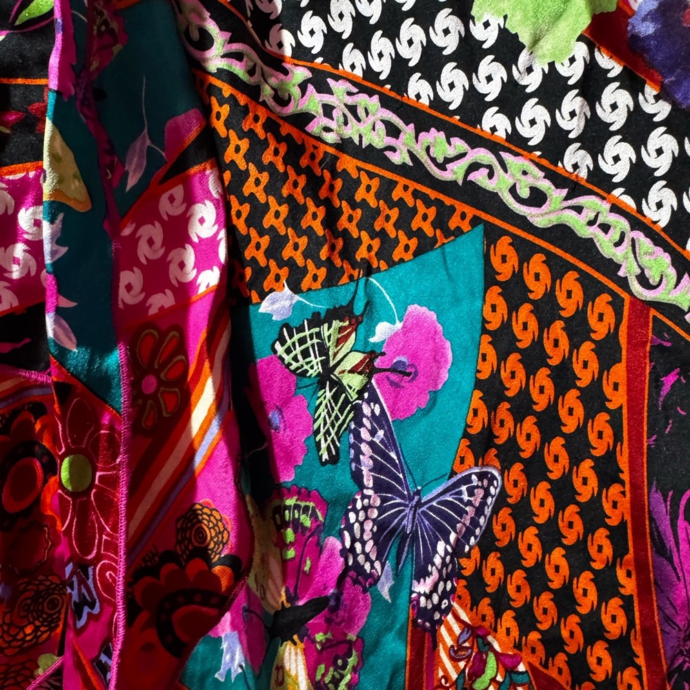 Vibrant Multi-Color Floral Patchwork Wrap Dress-r… - image 4